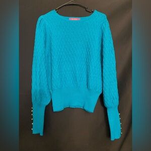Lilly Pulitzer Teal Textured Sweater